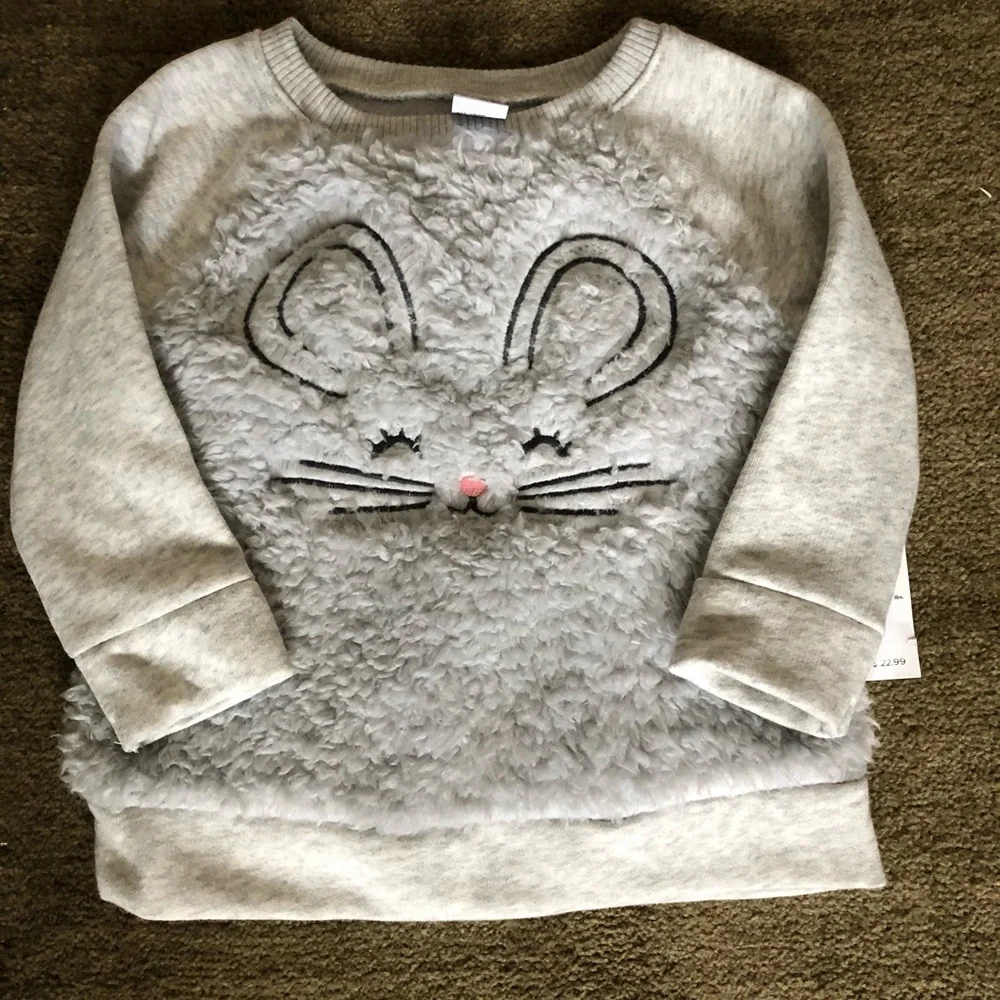 Old Navy Sherpa soft gray mouse sweatshirt 12-18 months